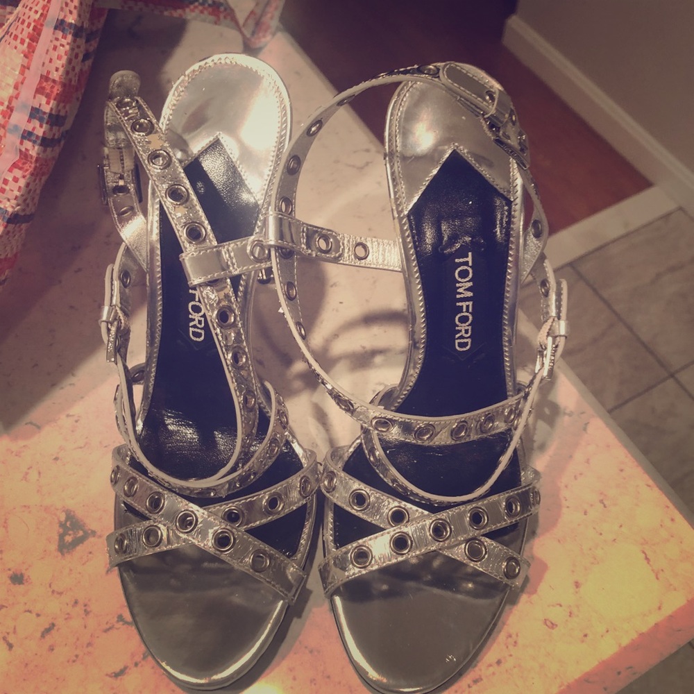 Shiny Silver Tom Ford Luxury Heels